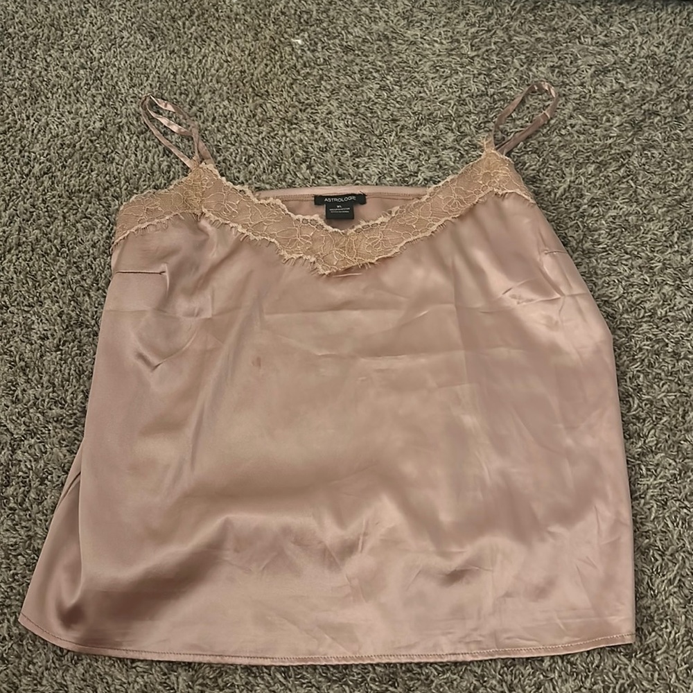 Pink satin tank top